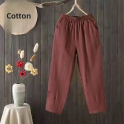 Summer Thin Cotton Harlan Pants Women's Casual Nine-Piece Loose Cabbage Pants Large Size High Waist Korean Style Fashion