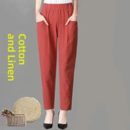 Summer Thin Cotton Harlan Pants Women's Casual Nine-Piece Loose Cabbage Pants Large Size High Waist Korean Style Fashion