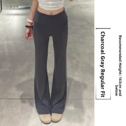 Grey Lulu Bell Bottom Pants Women's Sport Yoga Low Waist Draped Slimming American Style Casual Pants High Elasticity