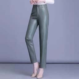 Genuine Leather Pants Women's Sheepskin Ankle-Tied Harem Autumn and Winter New Casual Pants Elastic High Waist Pants