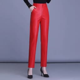 Genuine Leather Pants Women's Sheepskin Ankle-Tied Harem Autumn and Winter New Casual Pants Elastic High Waist Pants