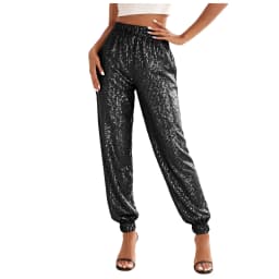 Sparkly Pants Women High Waist Glitter Sequins Pants Street Hip-Hop Casual Party Clubwear Festive Carnival Long Trousers