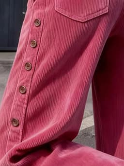 Korean Style High Waist Thickened Corduroy Wide Leg Pants Women's Winter New Style Side Button Long Trousers Casual Pants