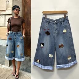 Women Denim Pant Jeans Vintage Wide Leg Long Pants High Waist Trousers Y2k Streetwear Elegant Splice Work Casual Loose Summer