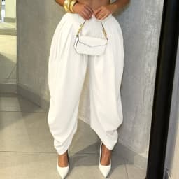 HLJ Fashion Flower Bud Pants for Women Solid Color Buttons Ruched Patchwork Wide-leg Pants Female Streetwear Bottoms 2025 New