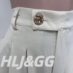 HLJ Fashion Flower Bud Pants for Women Solid Color Buttons Ruched Patchwork Wide-leg Pants Female Streetwear Bottoms 2025 New