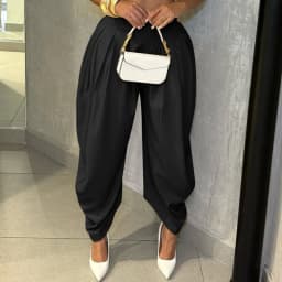 HLJ Fashion Flower Bud Pants for Women Solid Color Buttons Ruched Patchwork Wide-leg Pants Female Streetwear Bottoms 2025 New