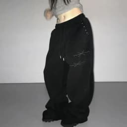 Y2k Joggers for Women Korean Sweatpants Fashion Wide Leg Pants Pantalon Femme Drawstring Diamond Casual Streetwear BF Trousers