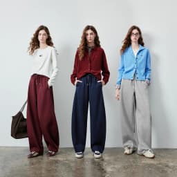 TOYOUTH Women's Soft Cotton Curved Leg Long Pants 2026 Fall New Arrival High Waist Drawstring Loose Wide Leg Pear Shape Friendly