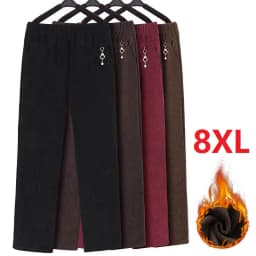 High Quality Corduroy Straight Trousers Women Autumn Winter Oversize 8XL Mother Pants Fleece Thicke Warm Casual Pants Female New