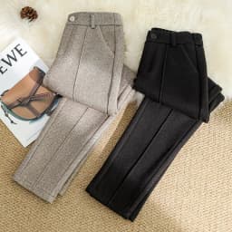 2025 New Fashion Autumn Women Woolen Pants Casual Lady High Waist Harem pants Female Winter Loose Thick Warm Trousers Women