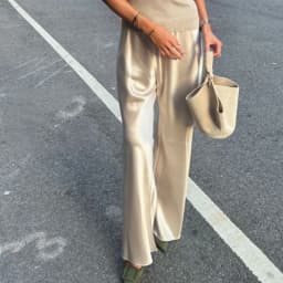 Satin Silk Wide Leg Pants for Women High Waist Baggy Pants Y2K Elegant Lady Party Long Trousers Female Going Out Buttoms