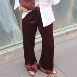 Satin Silk Wide Leg Pants for Women High Waist Baggy Pants Y2K Elegant Lady Party Long Trousers Female Going Out Buttoms