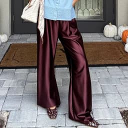 Satin Silk Wide Leg Pants for Women High Waist Baggy Pants Y2K Elegant Lady Party Long Trousers Female Going Out Buttoms