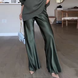 Satin Silk Wide Leg Pants for Women High Waist Baggy Pants Y2K Elegant Lady Party Long Trousers Female Going Out Buttoms