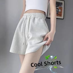 Grey Sports Shorts Women Summer Loose Casual Home Wide Leg High Waist Slimming Outdoor Cotton Three-quarter Length Running Pants