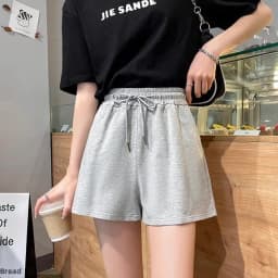 Grey Sports Shorts Women Summer Loose Casual Home Wide Leg High Waist Slimming Outdoor Cotton Three-quarter Length Running Pants