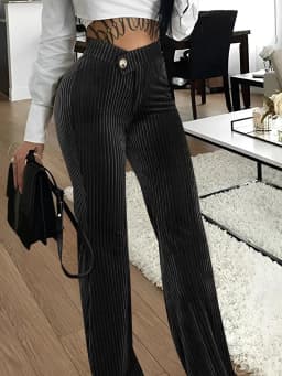 CM.YAYA Women Streetwear Corduroy Zipper Fly V-low Waist Straight Wide Leg Trousers 2023 Autumn Winter Fashion Pants