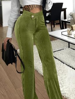 CM.YAYA Women Streetwear Corduroy Zipper Fly V-low Waist Straight Wide Leg Trousers 2023 Autumn Winter Fashion Pants