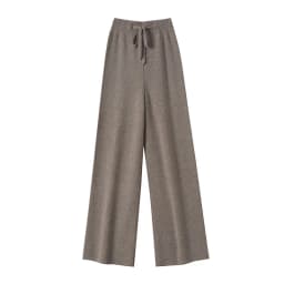 CHICUU Women Cashmere Pants Autumn Winter Wide Leg Pants Full Length 100% Merino Wool Knitwear Basic Simple Trousers Korean