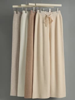 CHICUU Women Cashmere Pants Autumn Winter Wide Leg Pants Full Length 100% Merino Wool Knitwear Basic Simple Trousers Korean