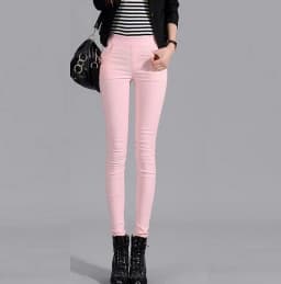 Woman Stretch Color Pants Girl High Stretchy Spring Pencil Trousers Straight Comfort Japan Good Stretch Skinny Fit