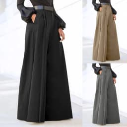 Spring Autumn Women Palazzo Pants High Waist Pleated A-Line Wide Leg Pants Large Size OL Vintage Culottes Bloomers Trousers 5XL