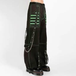 Women Cargo Jeans Striped Zipper Button Closure Loose Casual Trousers Streetwear with Pockets Gothic Wide Leg Pants