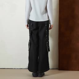 Women Cargo Jeans Striped Zipper Button Closure Loose Casual Trousers Streetwear with Pockets Gothic Wide Leg Pants