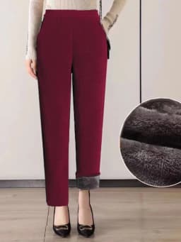 Thickened Corduroy Mom Pants Autumn Winter High Waist Straight Leg Casual Trousers for Middle-Aged Women Harlan Loose Fit