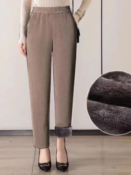 Thickened Corduroy Mom Pants Autumn Winter High Waist Straight Leg Casual Trousers for Middle-Aged Women Harlan Loose Fit