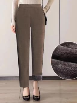 Thickened Corduroy Mom Pants Autumn Winter High Waist Straight Leg Casual Trousers for Middle-Aged Women Harlan Loose Fit