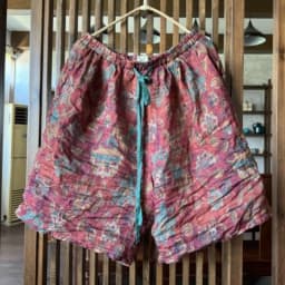 Johnature Women Vintage Ramie Wide Leg Shorts Pants Elastic Waist Print Floral Elastic Waist Shorts 2025 Summer New Belt Shorts