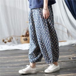 Johnature Niche Loose Retro Chinese Style Vintage Bloomers 2025 Woman Winter New Fashion Personality Vintage Print Casual Pants