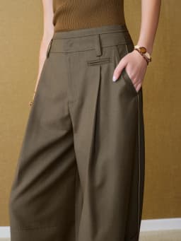 FSLE【Premium Series】2026 Fall Women's High-Waist Balloon Trousers, Wool-Blend Relaxed Straight Pants for Sculpted Office Style