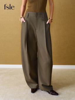 FSLE【Premium Series】2026 Fall Women's High-Waist Balloon Trousers, Wool-Blend Relaxed Straight Pants for Sculpted Office Style