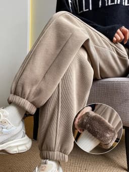 Lamb Velvet Thickened Fleece Women's Autumn Winter Harem Pants Loose Warm Sweatpants High Waist Elastic Polyester Fiber