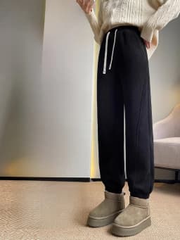 Lamb Velvet Thickened Fleece Women's Autumn Winter Harem Pants Loose Warm Sweatpants High Waist Elastic Polyester Fiber
