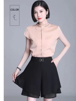 High Waist Wide Leg Pants Women's Chiffon Loose Thin Drapey Casual Shorts Skirt Korean Style Commute Asymmetric Summer 2024