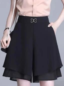 High Waist Wide Leg Pants Women's Chiffon Loose Thin Drapey Casual Shorts Skirt Korean Style Commute Asymmetric Summer 2024