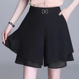 High Waist Wide Leg Pants Women's Chiffon Loose Thin Drapey Casual Shorts Skirt Korean Style Commute Asymmetric Summer 2024