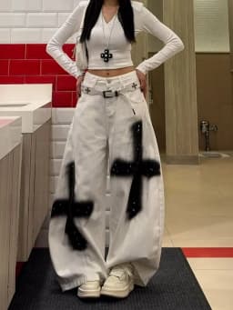 2026 Korean Style Fashion American Vintage Denim Pants Women High Waist Irregular Jeans Trouser Loose Wide Leg Trousers Retro