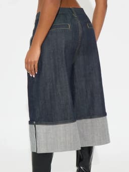 Yeezzi Women's High Waist Wide Leg Rolled Cuffs Cropped Jeans 2026 New Fashion Casual Streetwear Denim Capris Pants Bottoms