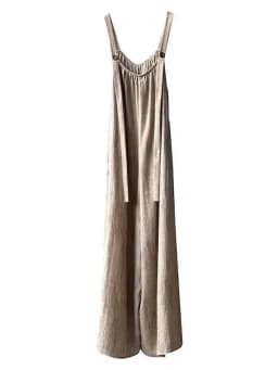 Laid-back Style Cotton Linen Women's Overalls Loose Fit Summer Drapey Wide Leg Casual Trousers High Waist Long Pants