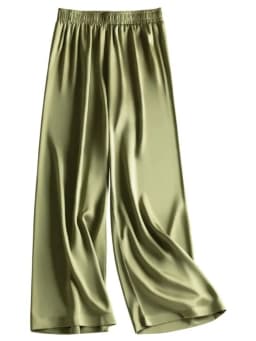 High Waist Silk Drape Straight Leg Pants Women's Casual Trousers Elegant Draped Straight Pants High Waist Silk Pants