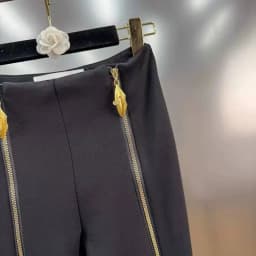 KUCLUT 2025 Autumn Winter New High Waist Slim Fit Long Zipper Design High-end Feel Leggings For Women Black Trousers 1A1434
