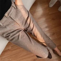 High Waist Slimming Straight Leg Woolen Trousers for Women Autumn Winter Fashion Casual Long Pants Harlan Cigarette Suit Pants