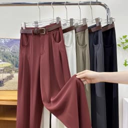 Korean High Waist Belt Wide Leg Pants Women Fall Fashion Solid Suit Trousers Harajuku Baggy Office Lady Casual Straight Pants