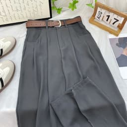 Korean High Waist Belt Wide Leg Pants Women Fall Fashion Solid Suit Trousers Harajuku Baggy Office Lady Casual Straight Pants