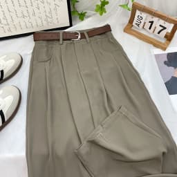 Korean High Waist Belt Wide Leg Pants Women Fall Fashion Solid Suit Trousers Harajuku Baggy Office Lady Casual Straight Pants